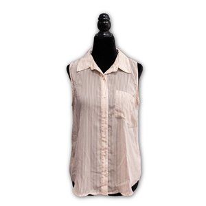 Forever 21 Striped Collared Tank Top, Size Small